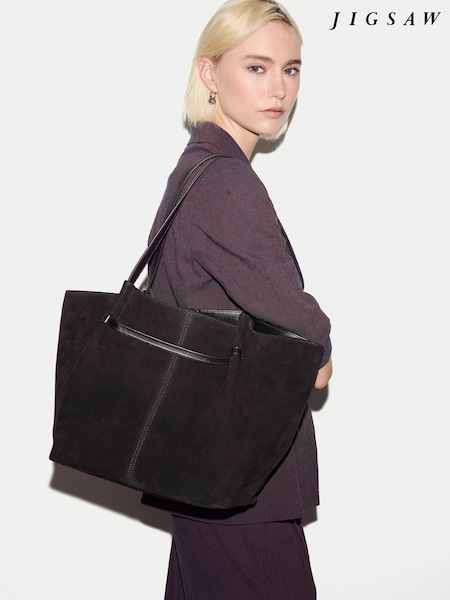 Light Brown - Jigsaw Shopper Suede Tote Bag
