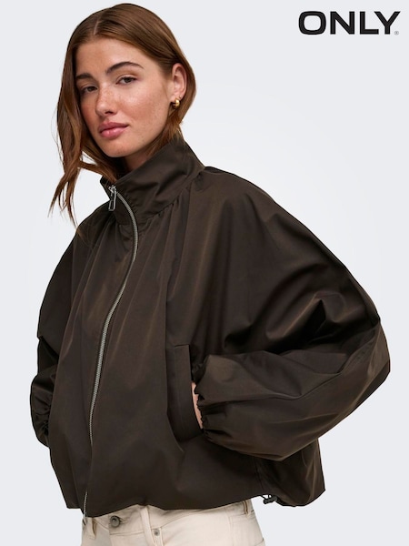 Brown - Only Funnel Neck Balloon Bomber Jacket