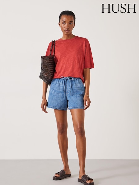 Hush Blue Betty 100% Cotton Denim Pull Shorts (E39606) | £49