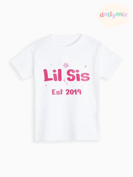 Dollymix 100% Cotton Personalised Kids Lil Sis T-Shirt (E39742) | £18