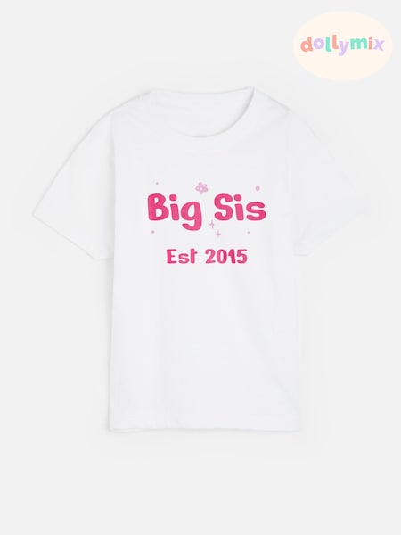 Dollymix 100% Cotton Personalised Kids Big Sis T-Shirt (E39746) | £18