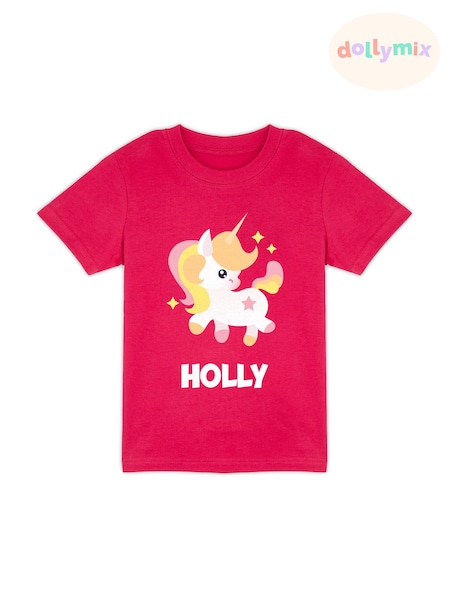 Dollymix 100% Cotton Personalised Girls Unicorn T-Shirt (E39750) | £18