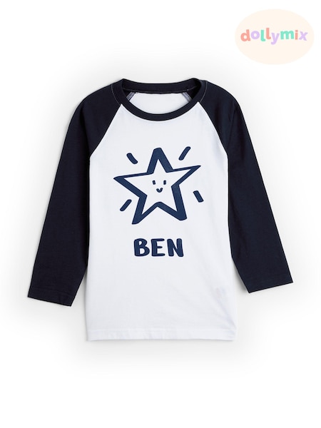 Dollymix 100% Cotton Personalised Kids Long Sleeve Baseball T-Shirt (E39753) | £13