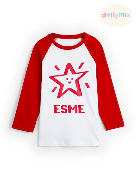 Dollymix 100% Cotton Personalised Kids Long Sleeve Baseball T-Shirt (E39756) | £13
