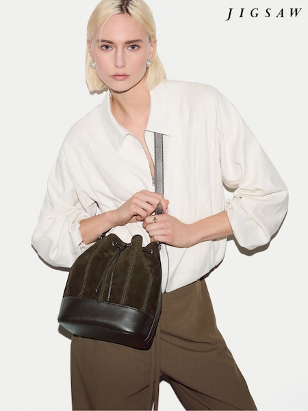 Green - Jigsaw Drawstring Bucket Bag