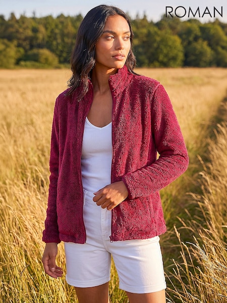Red - Roman Sherpa Fleece Jacket