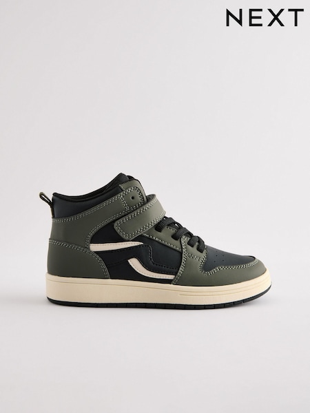 Khaki Green Elastic Lace High Top Trainers (E40034) | £27 - £34