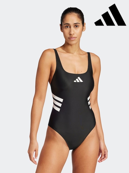adidas Black 3 Stripe U Back Swimsuit (E40170) | £38