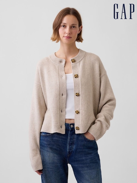 Beige - Gap Cashsoft Oversized Chunky Cardigan