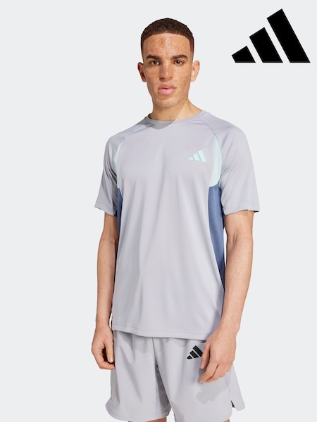 adidas Grey Tech Apparel Colorblock T-Shirt (E40566) | £33
