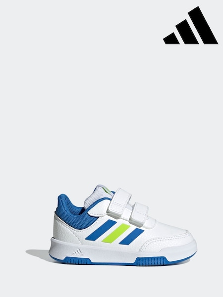 adidas White/Blue/Lime Black Tensaur Sport Hook and Loop Trainers (E40656) | £23