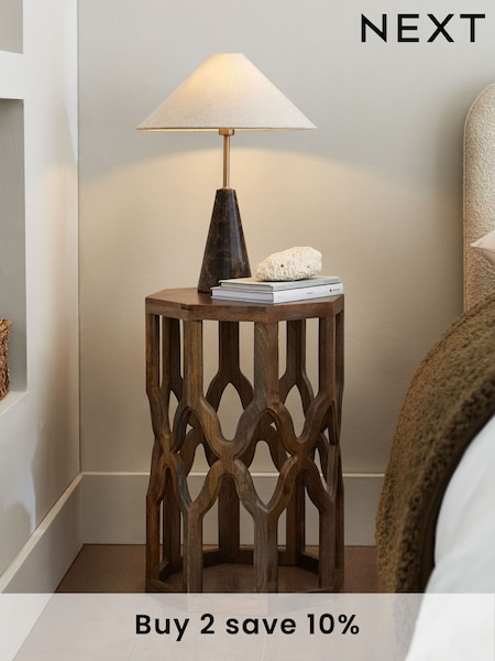Natural Inder Solid Mango Wood Bedside Table (E40777) | £175