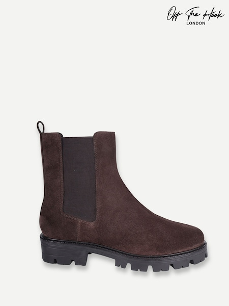 Brown - Off The Hook Nova Suede Chunky Sole Chelsea Boots