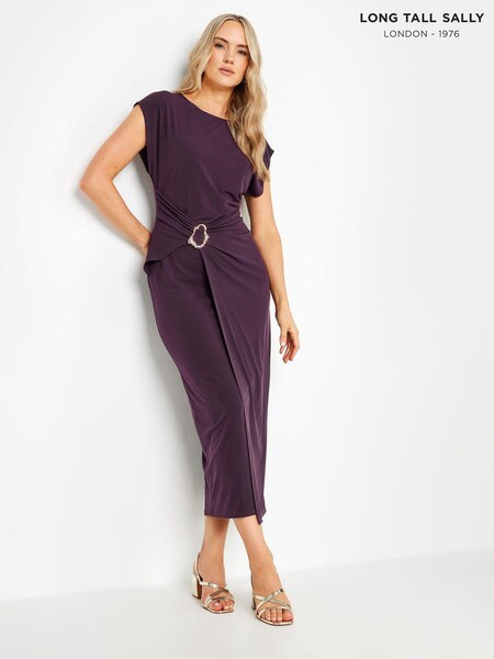 Long Tall Sally Red Draped Buckle Detail Midaxi Dress (E40890) | £43