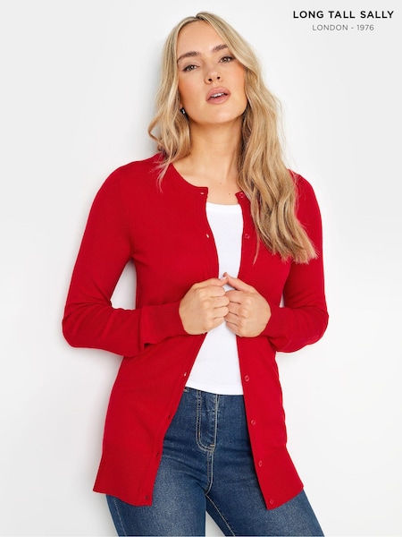 Long Tall Sally Red Crew Neck Cardigan (E40896) | £29