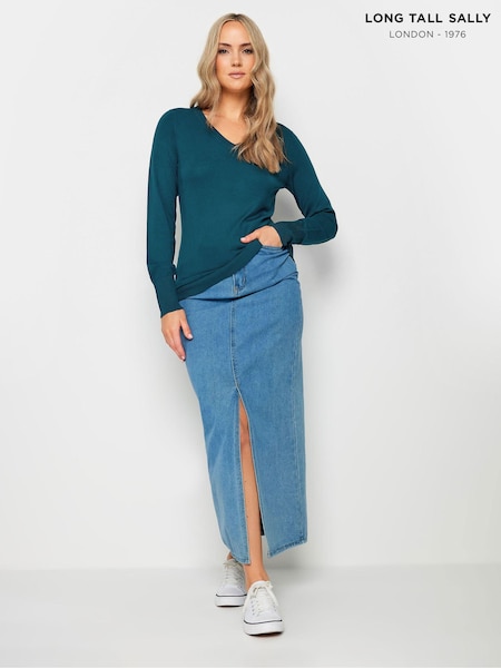 Long Tall Sally Blue V-Neck Long Sleeve Jumper (E40905) | £27