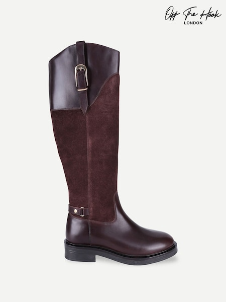 Brown - Off The Hook Carnaby Suede Knee High Riding Boots