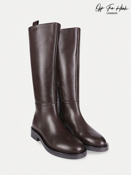Brown - Off The Hook Celeste Leather Knee High Boots