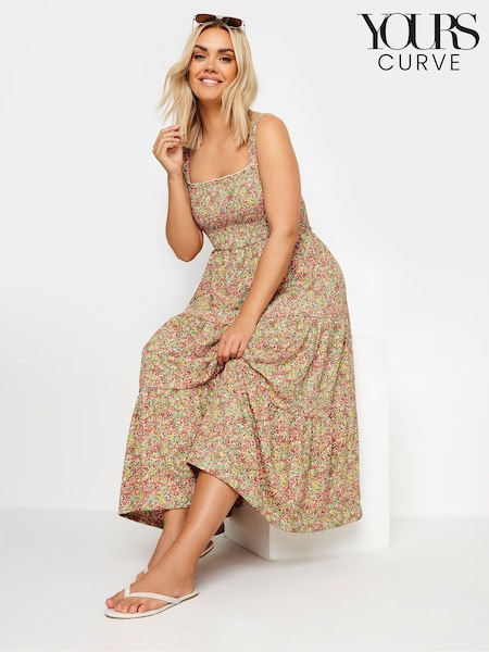 Yours Curve Pink Ditsy Floral Shir Midi Dress (E41279) | £34