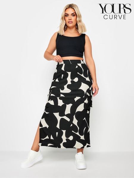 Yours Curve Black Textured Utility Maxi Skirt (E41293) | £29
