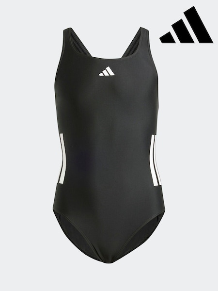 adidas Black 3 Stripe C Back Swimsuit (E41506) | £25