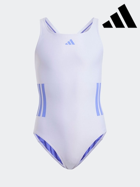 adidas Purple 3 Stripe C Back Swimsuit (E41517) | £25