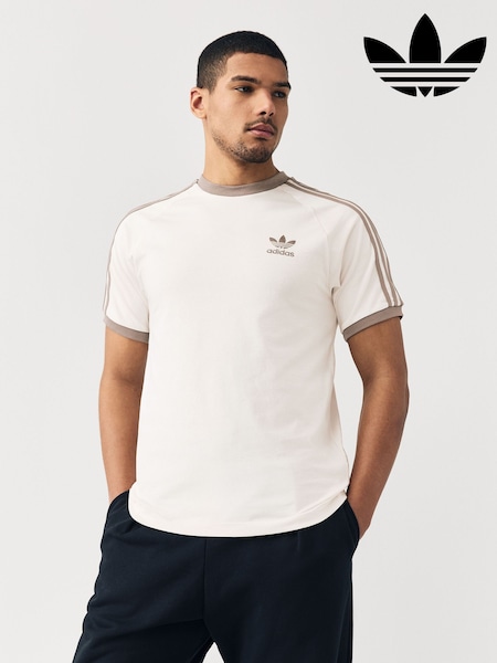 adidas Originals White Adicolor Classics 3-Stripes 100% Cotton T-Shirt (E41557) | £28