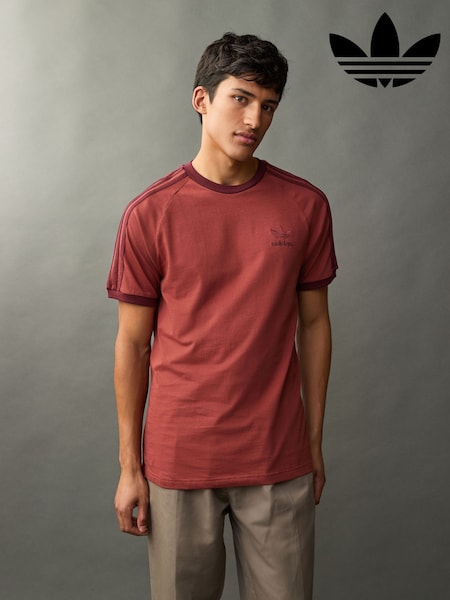 adidas Originals Red Adicolor Classics 3-Stripes 100% Cotton T-Shirt (E41562) | £28
