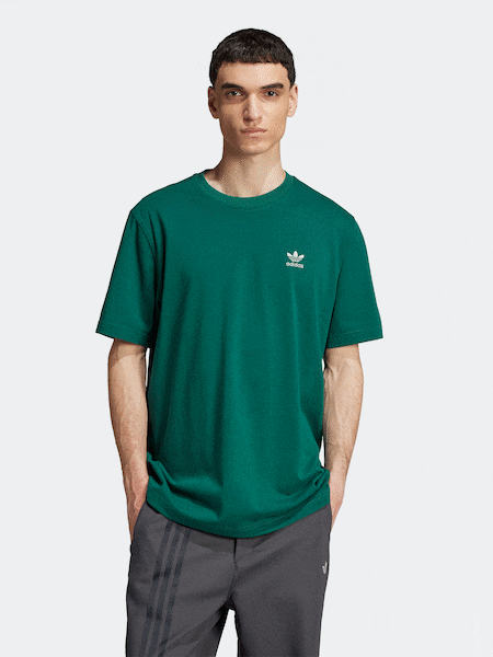 adidas Originals Green Adicolor Classics 100% Cotton Back+Front Trefoil Boxy T-Shirt (E41587) | £30