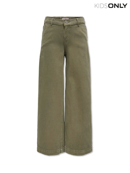 Green - Only Kids Khaki Mid Waist Wide Leg Jeans