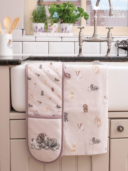 Wrendale Natural Double Oven Glove & Tea Towel Set (E41609) | £32