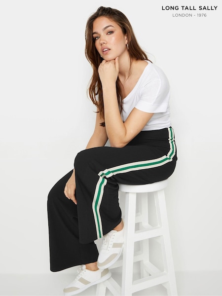 Long Tall Sally Black Wide Leg Striped Trousers (E41616) | £37
