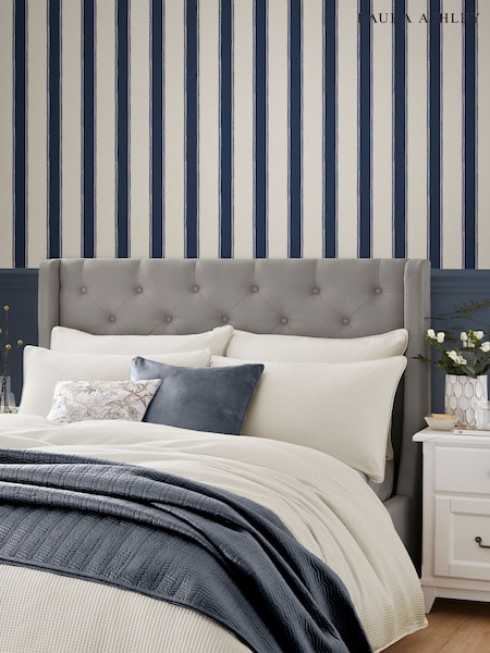 Laura Ashley Midnight Seapsray Denwick Stripe A4 Wallpaper Sample (E41683) | £1