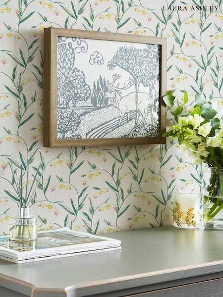 Laura Ashley Pale Slate Grey Fulwell Fuscia A4 Wallpaper Sample (E41699) | £1