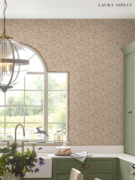 Laura Ashley Terracotta Devrons Grove A4 Wallpaper Sample (E41700) | £1