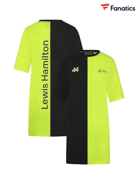 Fanatics Womens Yellow/Black Mercedes AMG Petronas F1 Lewis Hamilton 44 T-Shirt Dress (E41714) | £66