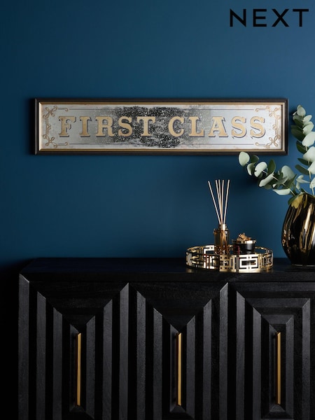 Gold First Glass Mirror Slogan Wall Art (E42014) | £40