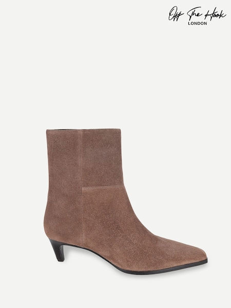 Light Brown - Off The Hook Pheonix Suede Kitten Heel Ankle Boots