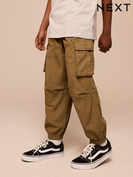 Tan Brown 100% Cotton Wide Tapered Cargo Trousers (3-16yrs) (E42118) | £16 - £21