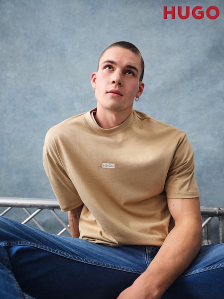 HUGO Blue Natural Logo Print 100% Cotton Jersey T-Shirt (E42184) | £29
