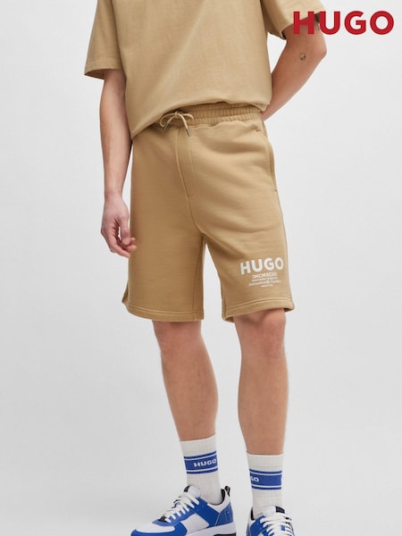 HUGO Natural 100% Cotton Terry Shorts With New Season Logo (E42227) | £44