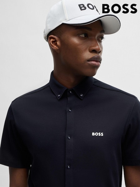 BOSS Blue Regular Fit Knitted Wrinkle Resistant 100% Cotton Shirt (E42347) | £99
