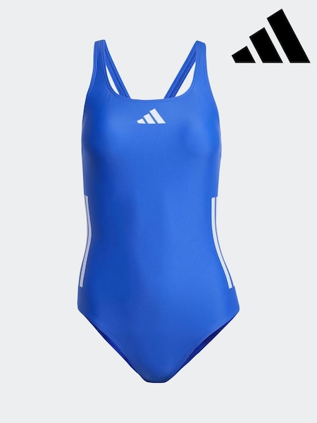 adidas Blue 3 Stripe Bold Swimsuit (E42393) | £38