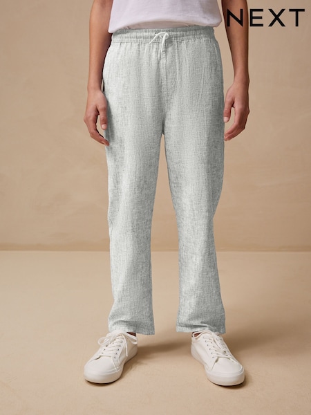 Grey Linen Blend Trousers (3-16yrs) (E42438) | £16 - £21