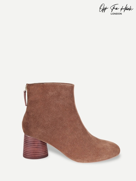 Brown - Off The Hook Elara Suede Round Toe Heeled Ankle Boots