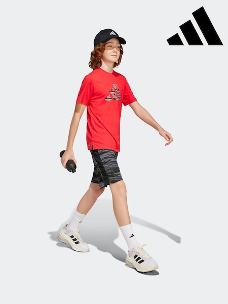 adidas Red Essentials Camo Logo Training T-Shirt (E42536) | £18