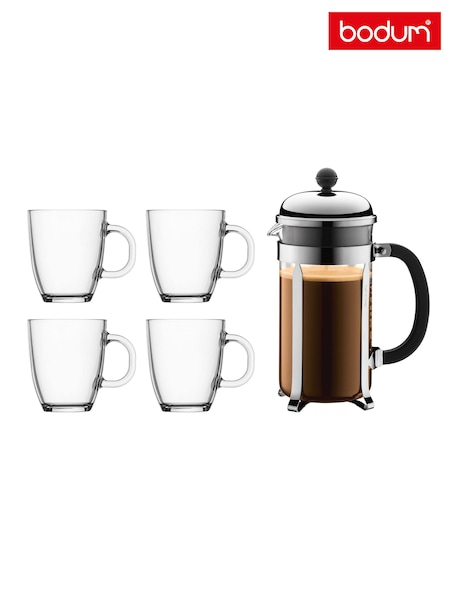 Bodum Chrome Chambord Cafetière Coffee Maker & Cups Set (E42563) | £80