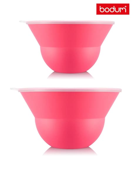 Bodum Set of 2 Pink TOPEE Stackable Bowls & Salad Servers (E42569) | £40