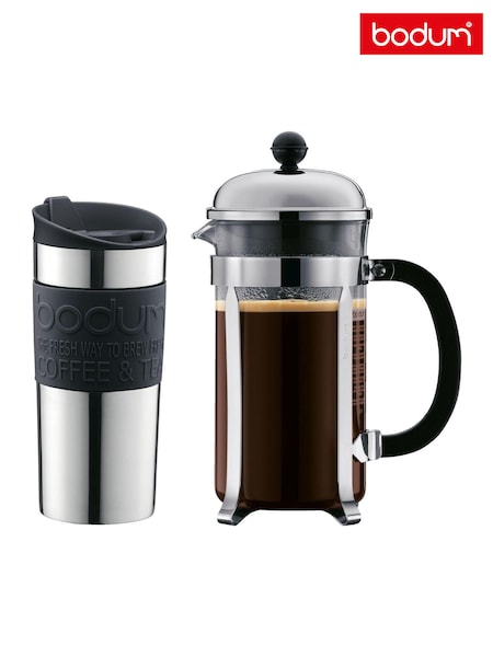 Bodum Black Chambord Cafetière Coffee Maker With Travel Mug Set (E42583) | £70