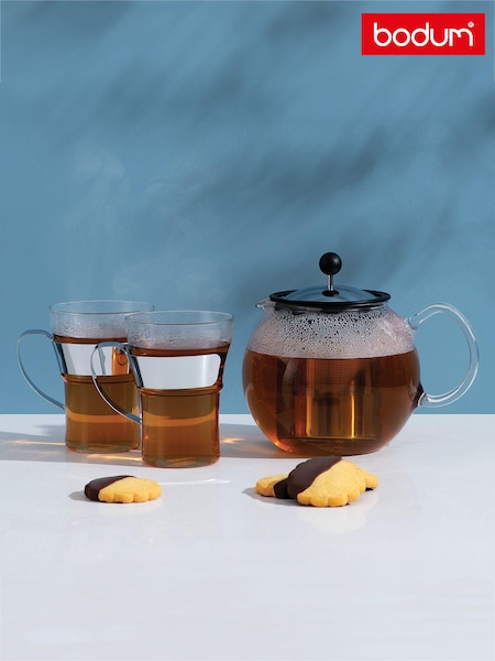 Bodum Chrome Assam Infuser Teapot & Glasses Set (E42598) | £80